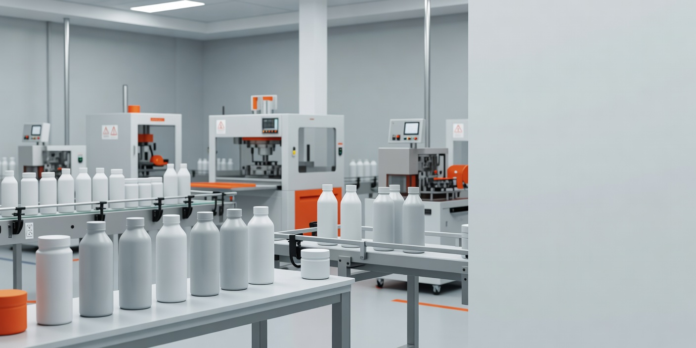 אריזות פלסטיק בתהליך פיתוח או ייצור בסביבה תעשייתית נקייה